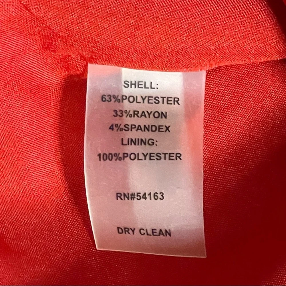 Ellen Tracy Red Sleeveless w/ Belt Women’s Dress Size 14 - Picture 11 of 11